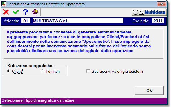 programma di generazione e associazione automatica contratti per Spesometro