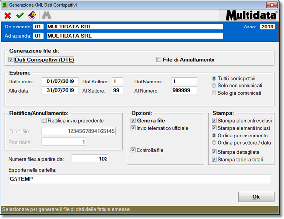 Generazione file xml della Comunicazione Dati Corrispettivi
