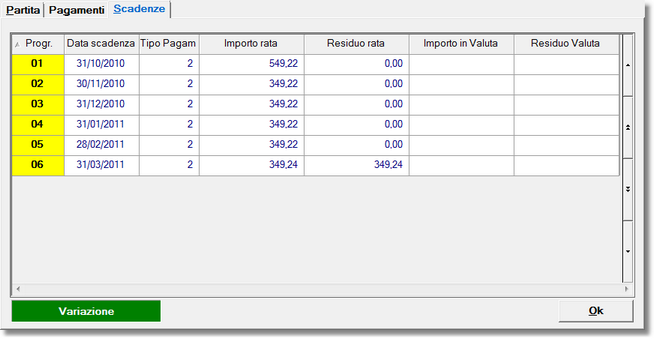 gestione scadenze sulle partite