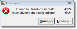 messaggio per la correzione automatica del residuo