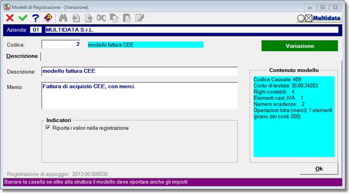 Programma di gestione dei modelli di registrazione 