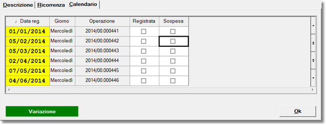 Gestione del calendario delle registrazioni pianificate 