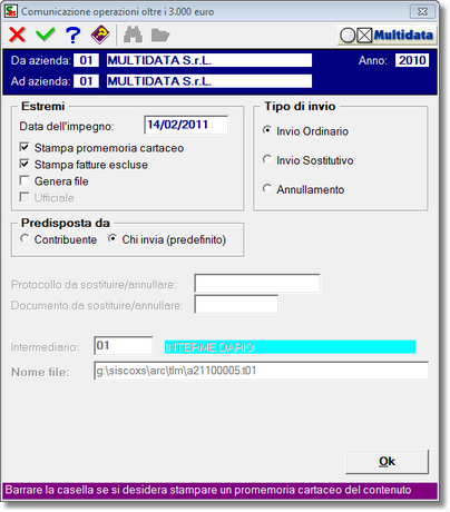 Programma di generazione file telematico Spesometro