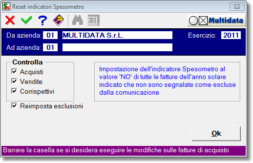 programma per il reset degli indicatori spesometro