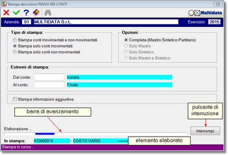 altro procedimento in corso di esecuzione: la barra di avanzamento è di tipo noise: non è possibile calcolare la percentuale di completamento