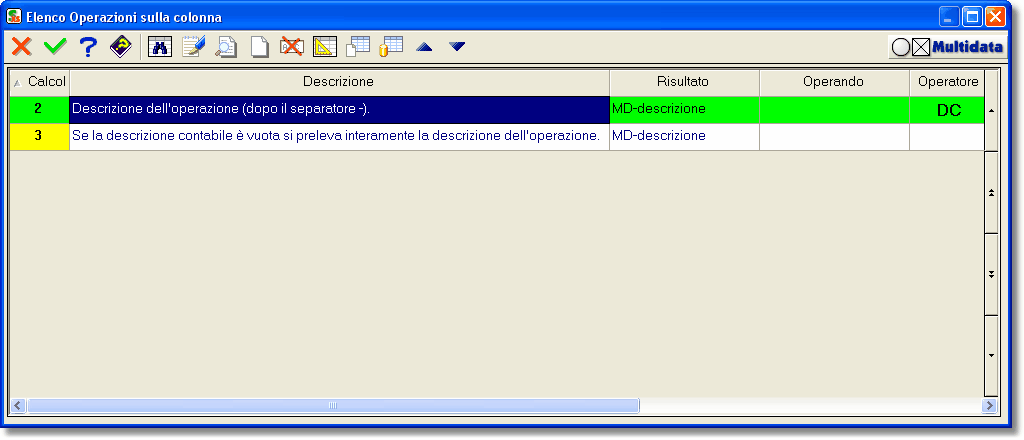 Esempio di Operazioni associate al Campo Descrittivo di una registrazione contabile