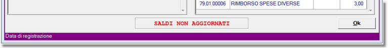 La comparsa di questo messaggio significa che è stato registrato un movimento nell'esercizio precedente e non si è ancora provveduto al riporto dei saldi