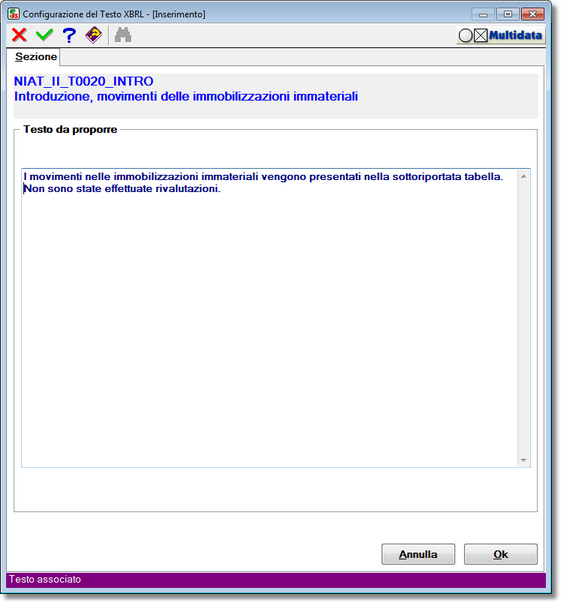 Configurazione testi nello schema XBRL con Nota Integrativa