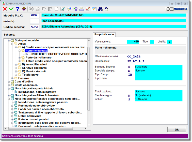 Gestione schema di bilancio XBRL con Nota Integrativa