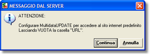 Un esempio di messaggi che può essere visualizzato al primo accesso al sevizio