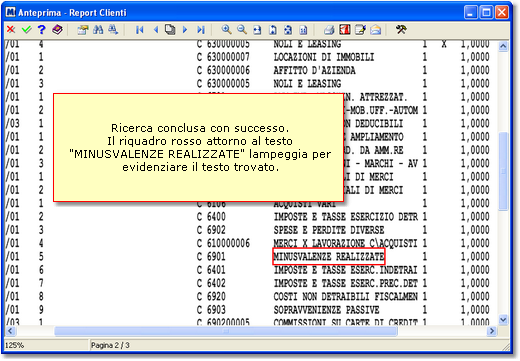 Testo trovato ed evidenziato nell'anteprima