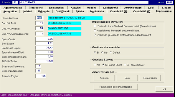 Esempio di azienda che utilizza nell'esercizio 2010 il PDC 000 