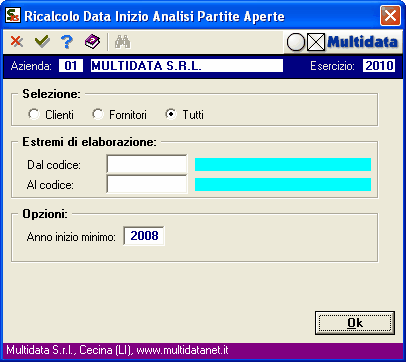 Si ricalcola la data di inizio analisi Partite Aperte, lasciando come data minima il 1.1.2008