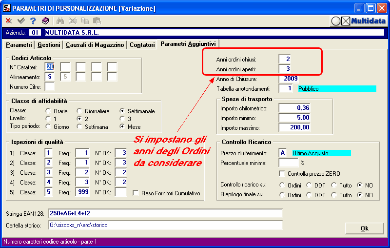 Nei Parametri di Personalizzazione sono presenti numerose impostazioni per ottimizzare il lavoro