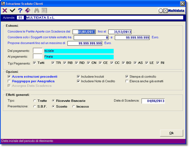 Estrazione scaduto per generazione Effetti