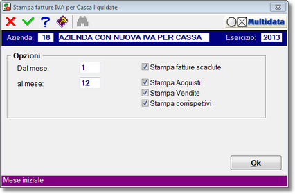 Programma di stampa IVA per cassa in liquidazione