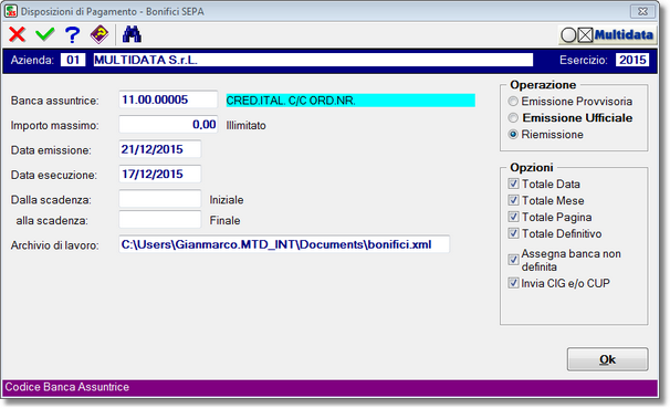 Emissione flusso bonifici XML secondo lo standard SEPA